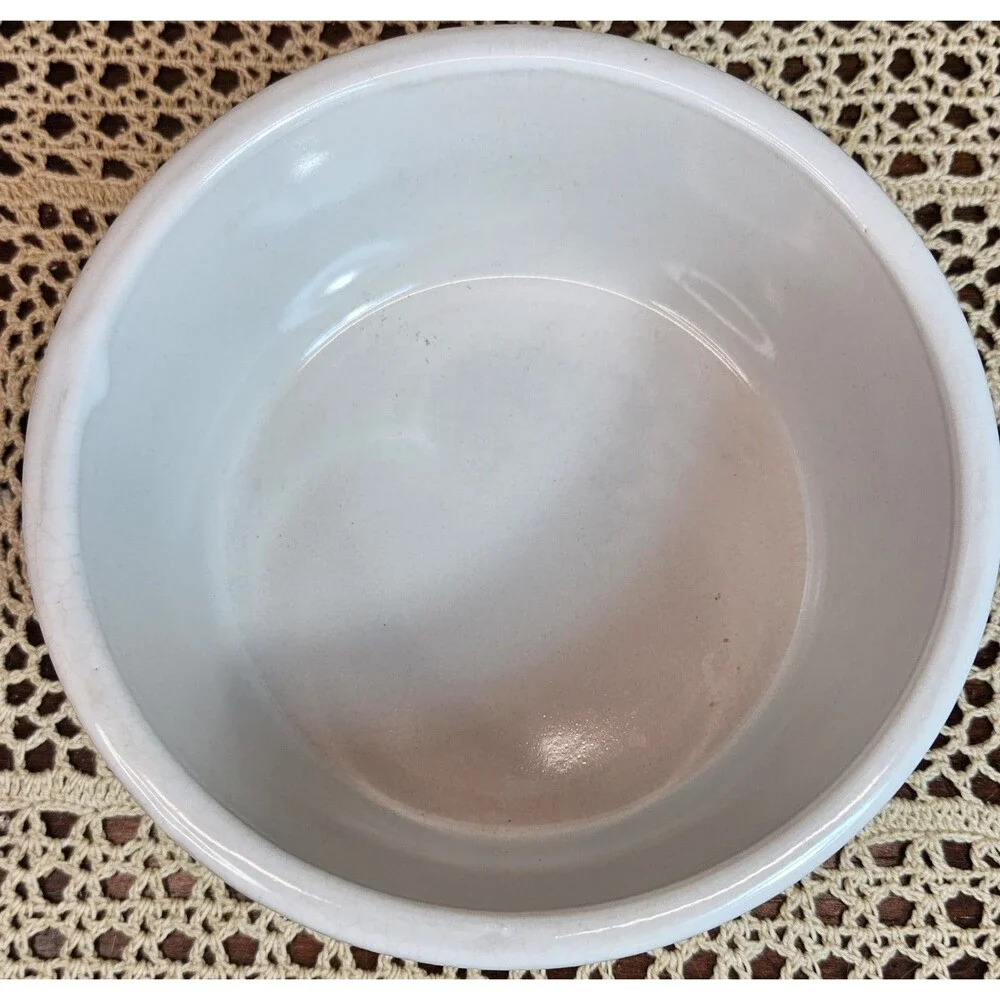Vintage Ceramic White Dog Food Dish Bowl w/ Cartoon Dogs Different Breeds